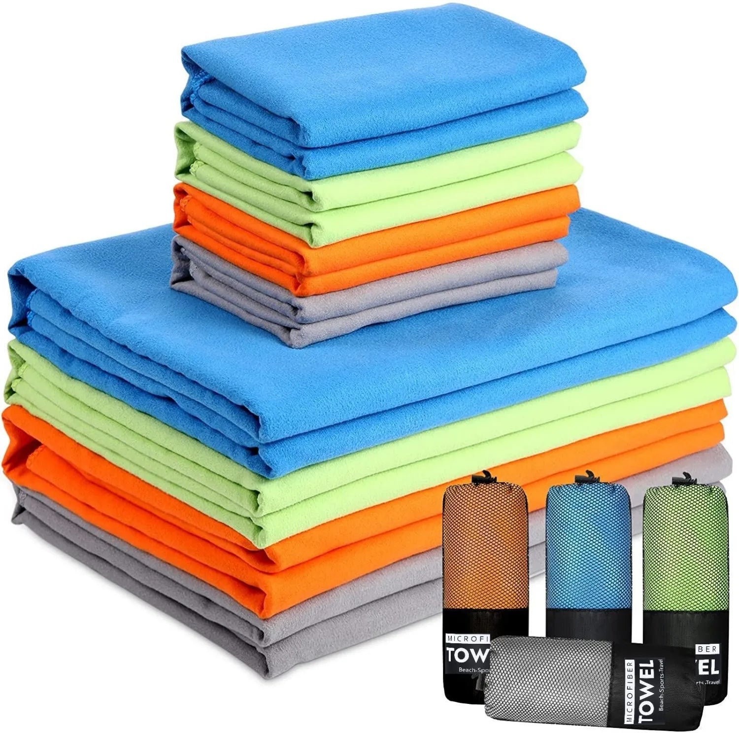 Microfiber Quick-Dry Towel Ultra-Soft Super Absorbent Travel Gym Swimming Yoga Beach Towel 4 Sizes (11.8×11.8–30×60 in / 30×30–76×152 cm)